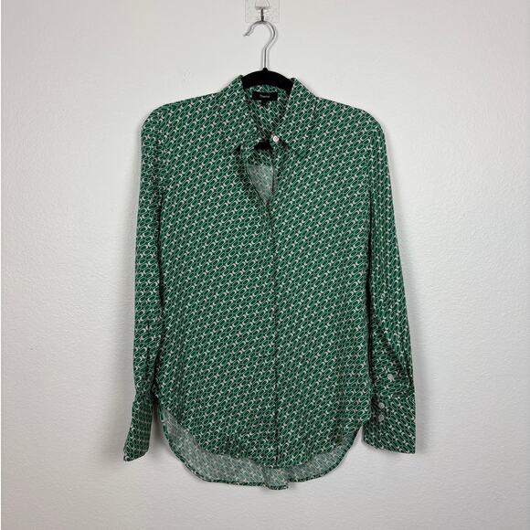 Theory Sunaya Geo Print Button Down Collared Casual Relaced Career Shirt Small - Picture 2 of 5